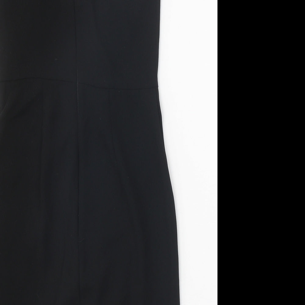 Warehouse Womens Black Polyester Pencil Dress Size 6 V-Neck Zip - Lace Detail