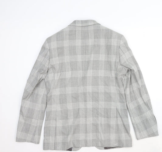 Marks and Spencer Womens Grey Plaid Wool Jacket Blazer Size M