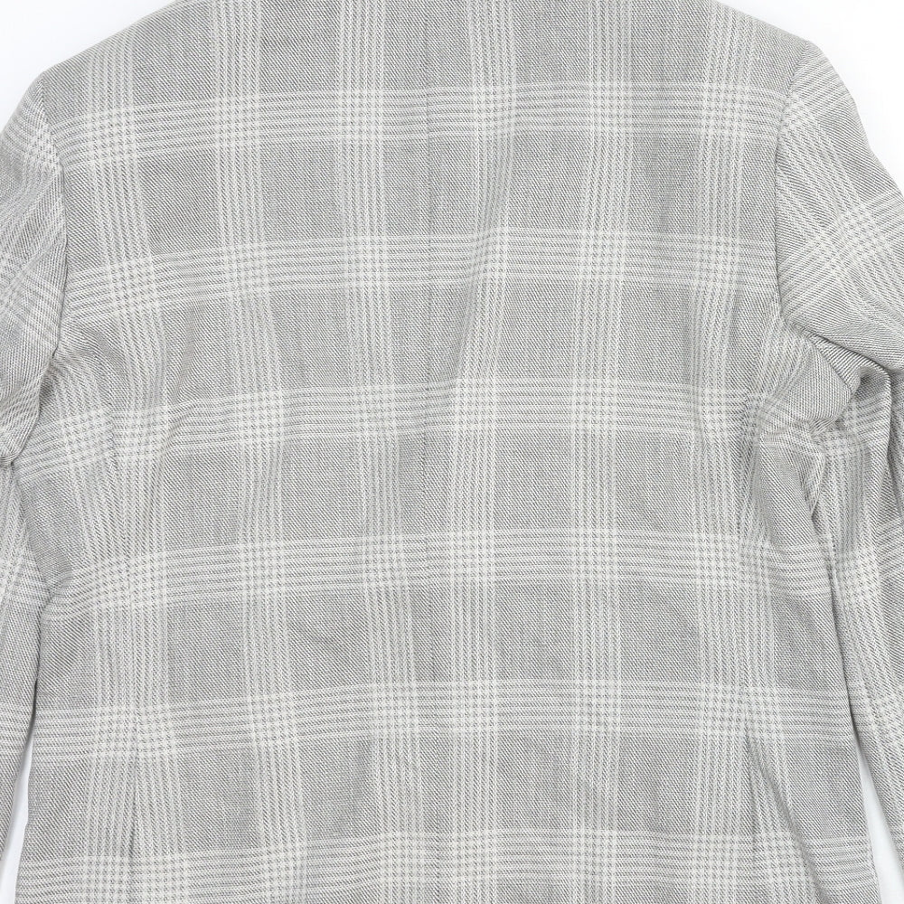 Marks and Spencer Womens Grey Plaid Wool Jacket Blazer Size M