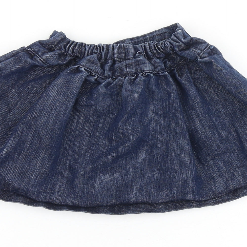 NEXT Girls Blue Cotton Skater Skirt Size 3-4 Years Regular Button
