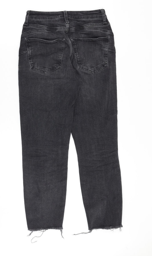 River Island Womens Black Cotton Straight Jeans Size 6 Regular Zip