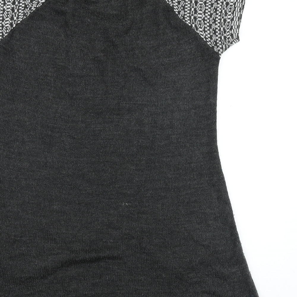 Fashion Friends Womens Grey Geometric Acrylic T-Shirt Dress Size XL Round Neck Pullover