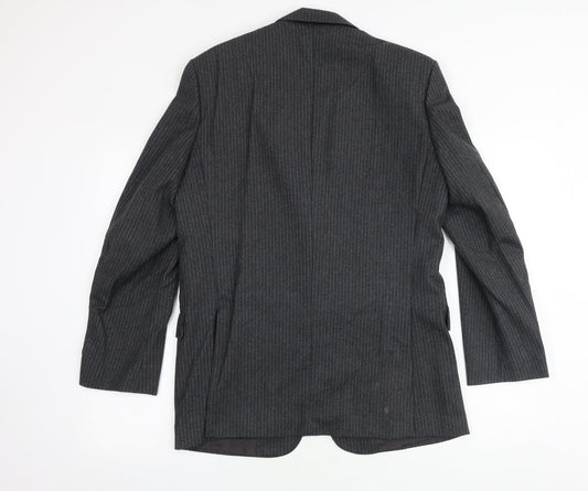 Anthony Loretto Mens Grey Striped Wool Jacket Suit Jacket Size 40 Regular
