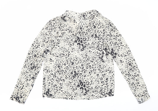 Boohoo Womens Beige Geometric Polyester Basic Blouse Size 8 Collared