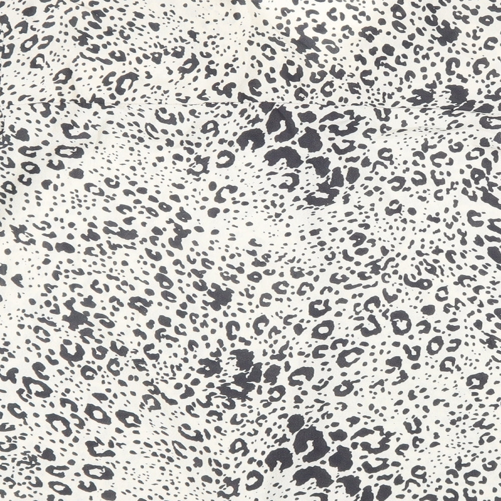 Boohoo Womens Beige Geometric Polyester Basic Blouse Size 8 Collared