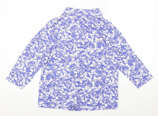 TU Womens Blue Geometric Viscose Basic Blouse Size 12 Collared - Butterfly Print