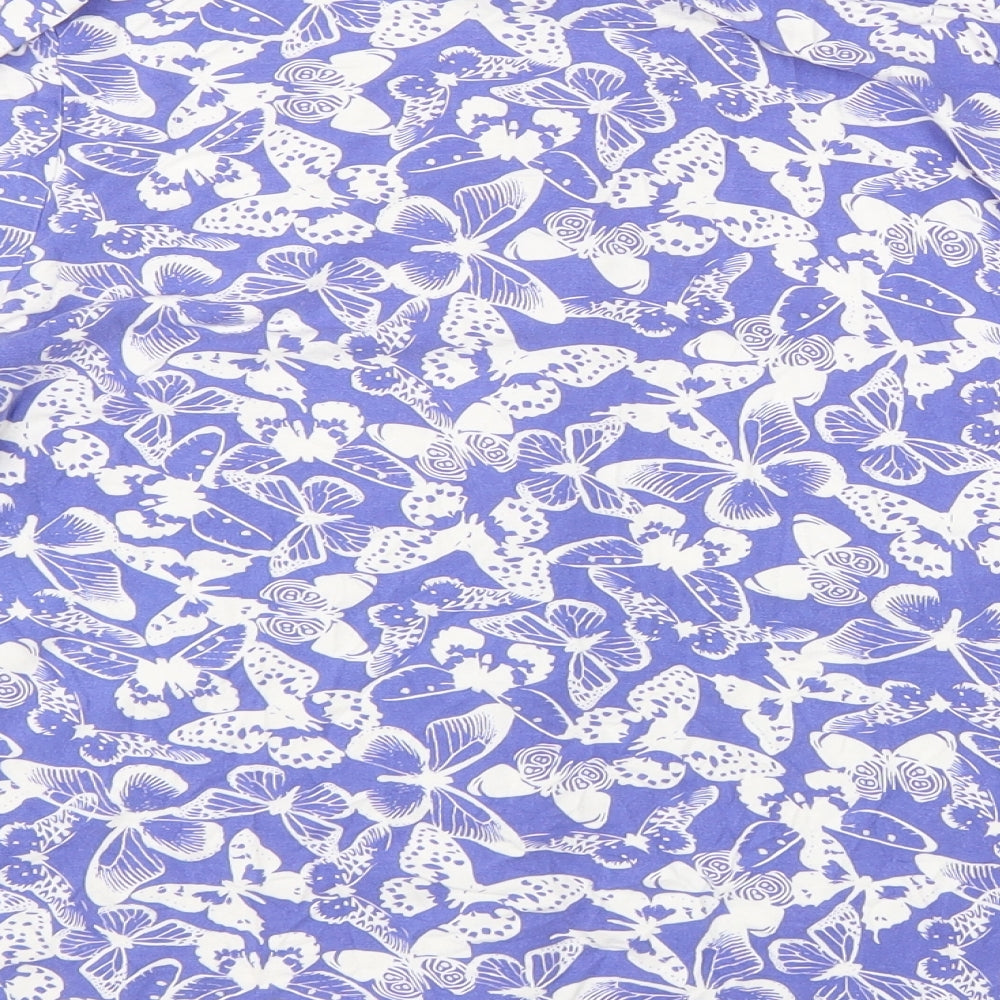 TU Womens Blue Geometric Viscose Basic Blouse Size 12 Collared - Butterfly Print