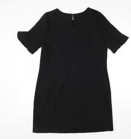 Papaya Womens Black Polyester A-Line Size 12 Round Neck Button