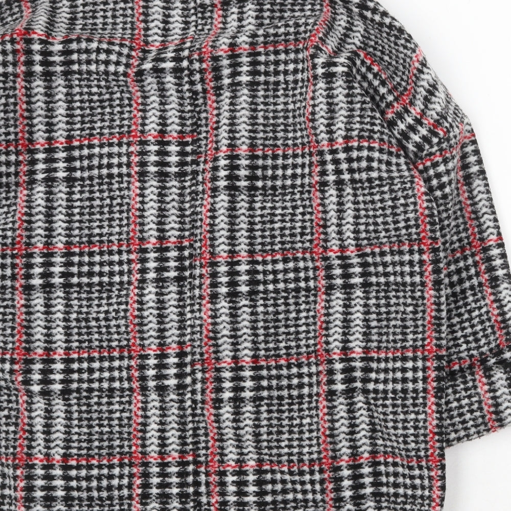 Primark Womens Grey Geometric Overcoat Coat Size S