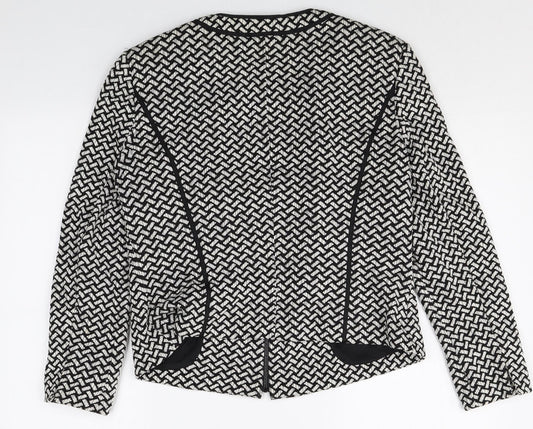 Gerry Weber Womens Black Geometric Jacket Size M Zip
