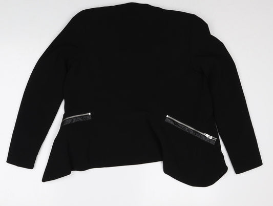 H&M Womens Black Polyester Jacket Blazer Size 8 - Open