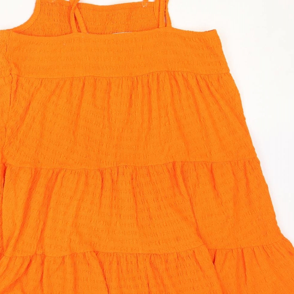 PEP&CO Womens Orange Polyester Trapeze & Swing Size L Square Neck Pullover