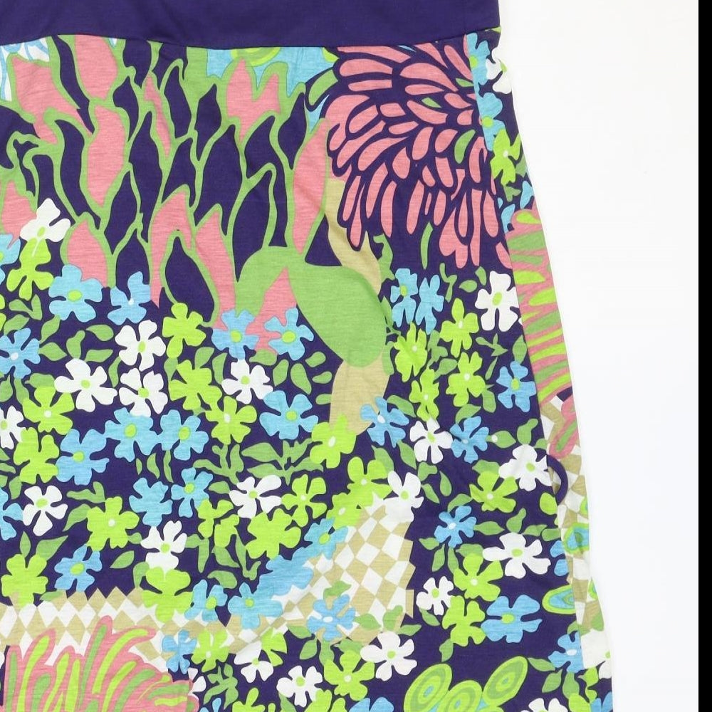 Atmosphere Womens Multicoloured Floral Viscose Trapeze & Swing Size 12 Square Neck Pullover