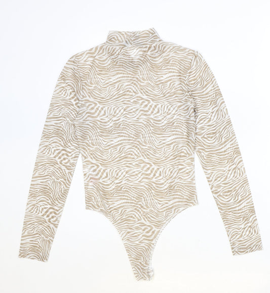 Primark Womens Brown Animal Print Polyester Bodysuit One-Piece Size XS Snap - Tiger Print