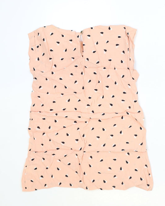 F&F Womens Pink Geometric Viscose Basic Blouse Size 6 Round Neck