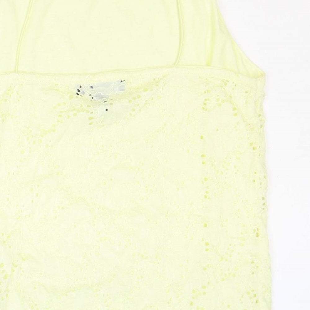 Primark Womens Yellow Polyester Basic Tank Size M Square Neck