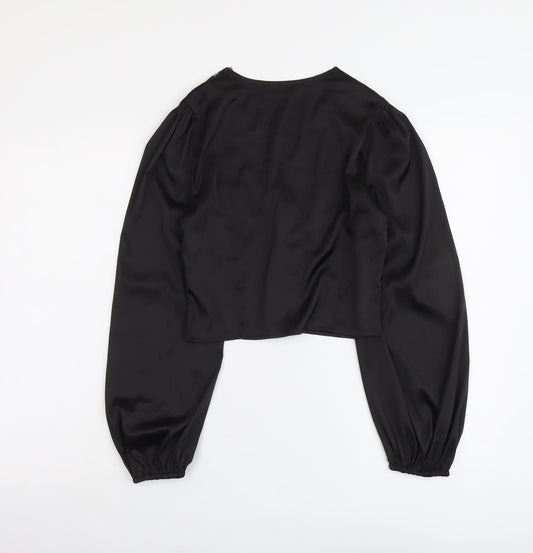 SheIn Womens Black Polyester Basic Blouse Size S V-Neck