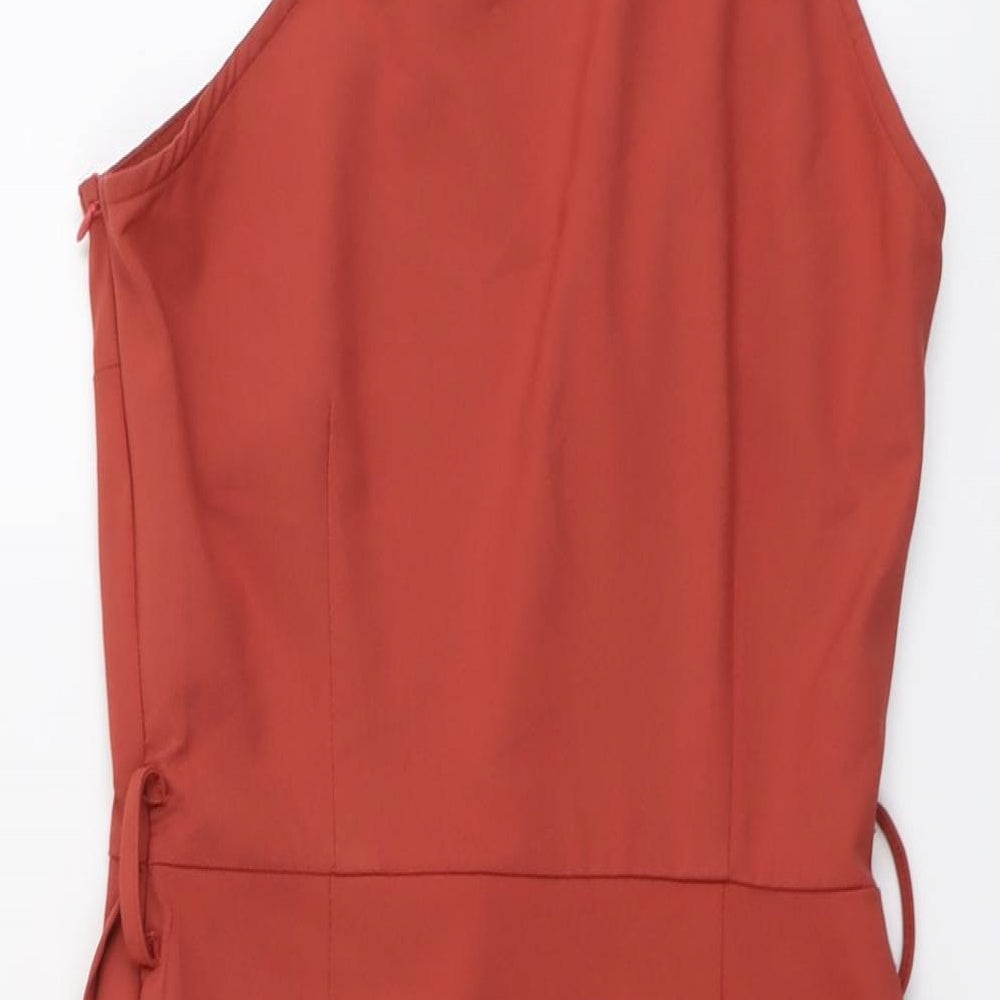 Missguided Womens Red Polyester Bodycon Size 10 Halter Zip