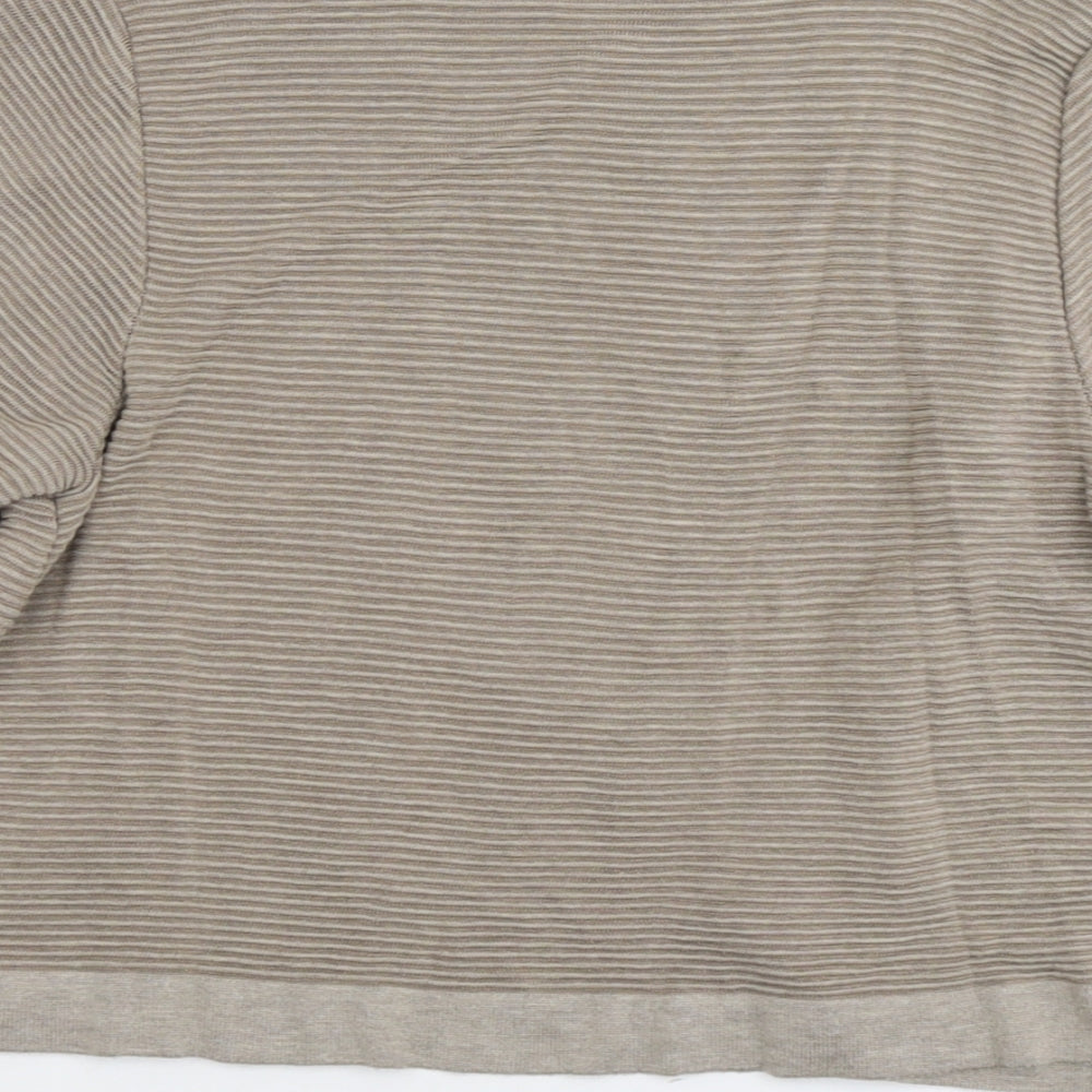Per Una Womens Beige V-Neck Striped Viscose Cardigan Jumper Size 14