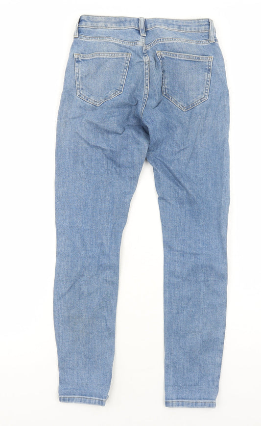 Topshop Womens Blue Cotton Tapered Jeans Size 4 L32 in Regular Zip