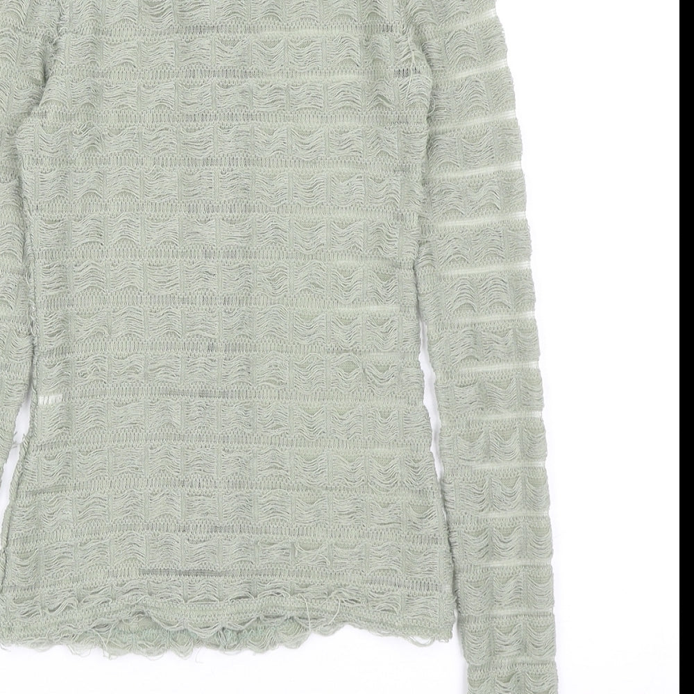 Womens UK Size 4 PRETTYLITTLETHING Green Basic Button-Up
