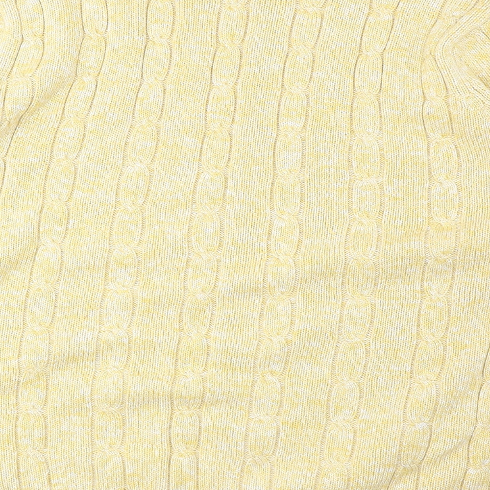 Amy Moore Womens Yellow Round Neck Cotton Pullover Jumper Size 14