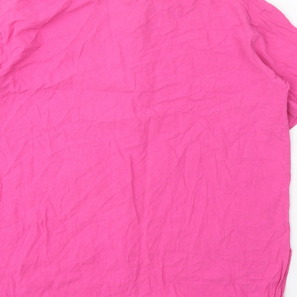 Womens UK Size XL Preworn Pink Basic Button-Up