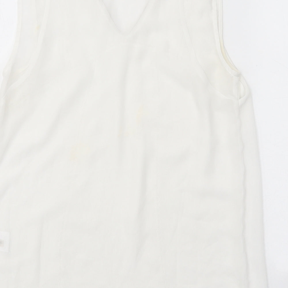 Womens UK Size M Grace & Mila White Basic Tank
