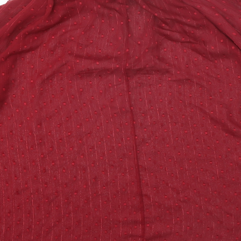 Boohoo Womens Red Polyester Basic Blouse Size 8 Round Neck