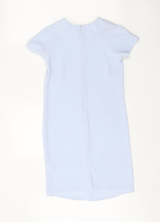 Atmosphere Womens Blue Polyester Shift Size 6 Boat Neck Zip