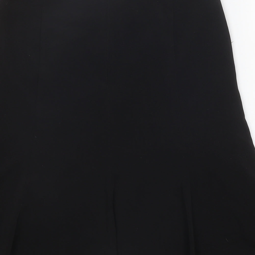 Marks and Spencer Womens Black Polyester Flare Skirt Size 8 Zip
