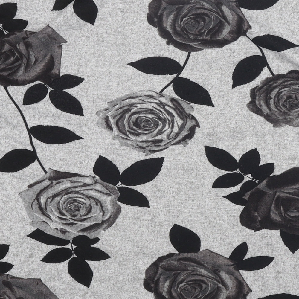 Absolutely Famous Womens Grey Boat Neck Floral Polyester Pullover Jumper Size M