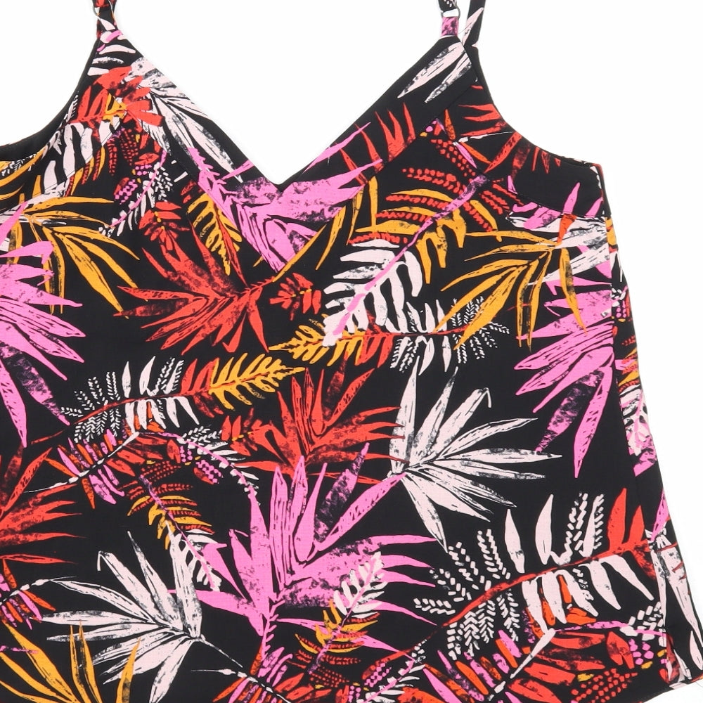 George Womens Black Geometric Polyester Camisole Tank Size 10 V-Neck