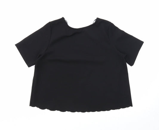 Womens UK Size 8 Blue Inc Black Basic Blouse