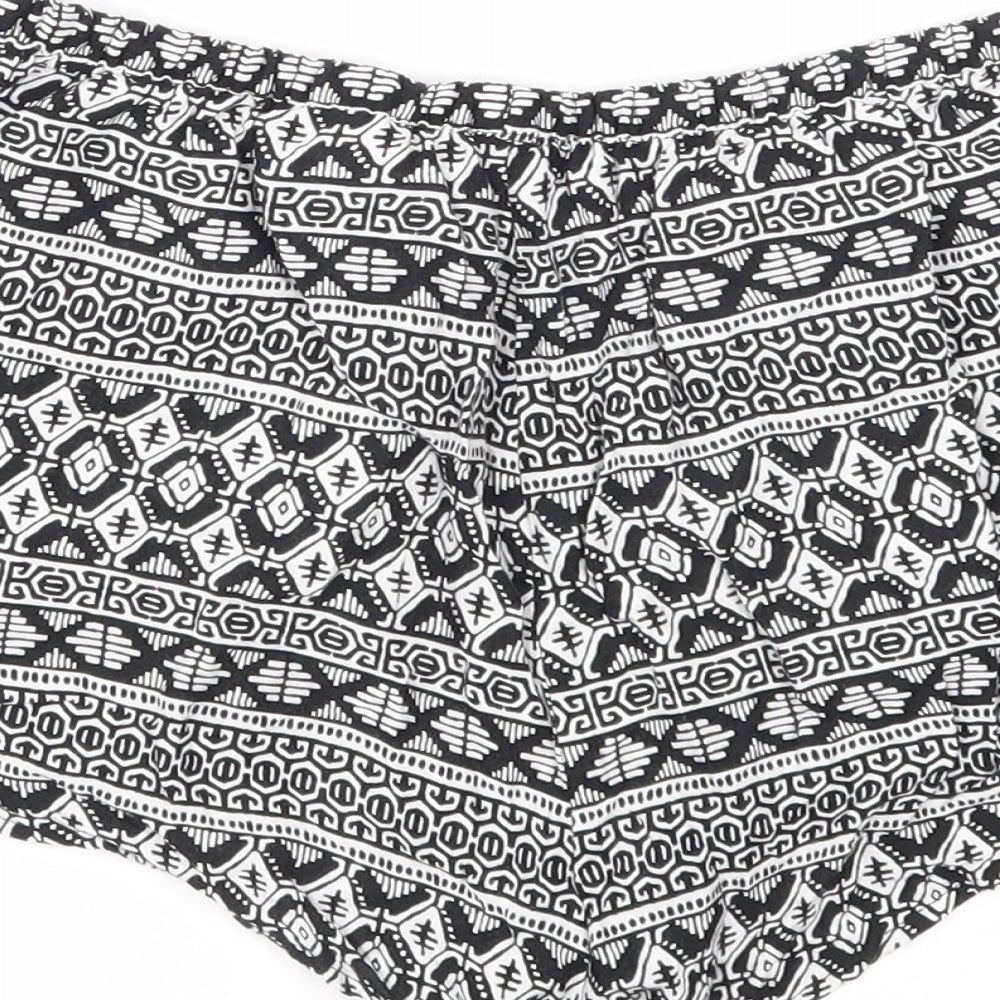 Divided Womens Black Geometric Viscose Skimmer Shorts Size 6 Regular Drawstring