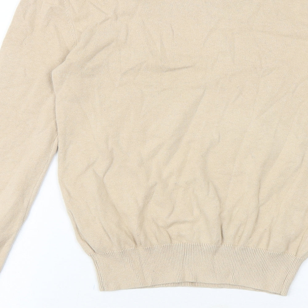 Glamorous Womens Beige Boat Neck 100% Cotton Pullover Jumper Size 6 - Owl