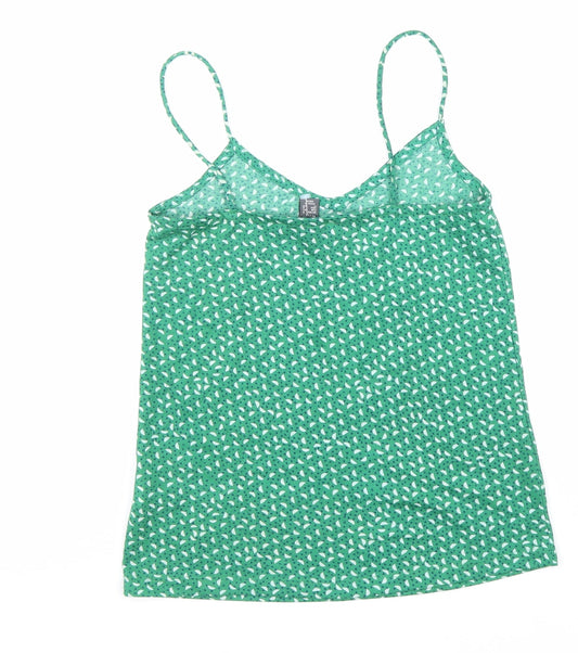 Primark Womens Green Geometric Polyester Camisole Tank Size 6 V-Neck