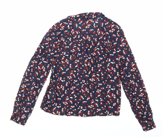 Clockhouse Womens Blue Floral Viscose Basic Button-Up Size 8 Collared