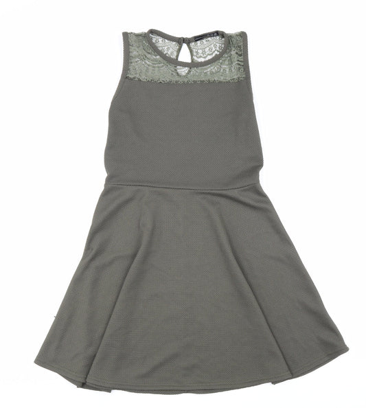 Atmosphere Womens Green Polyester Fit & Flare Size 12 Round Neck Button