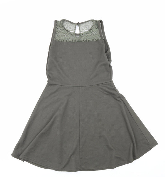 Atmosphere Womens Green Polyester Fit & Flare Size 12 Round Neck Button