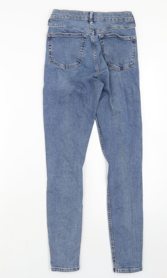 Topshop Womens Blue Cotton Skinny Jeans Size 26 in L32 in Regular Zip