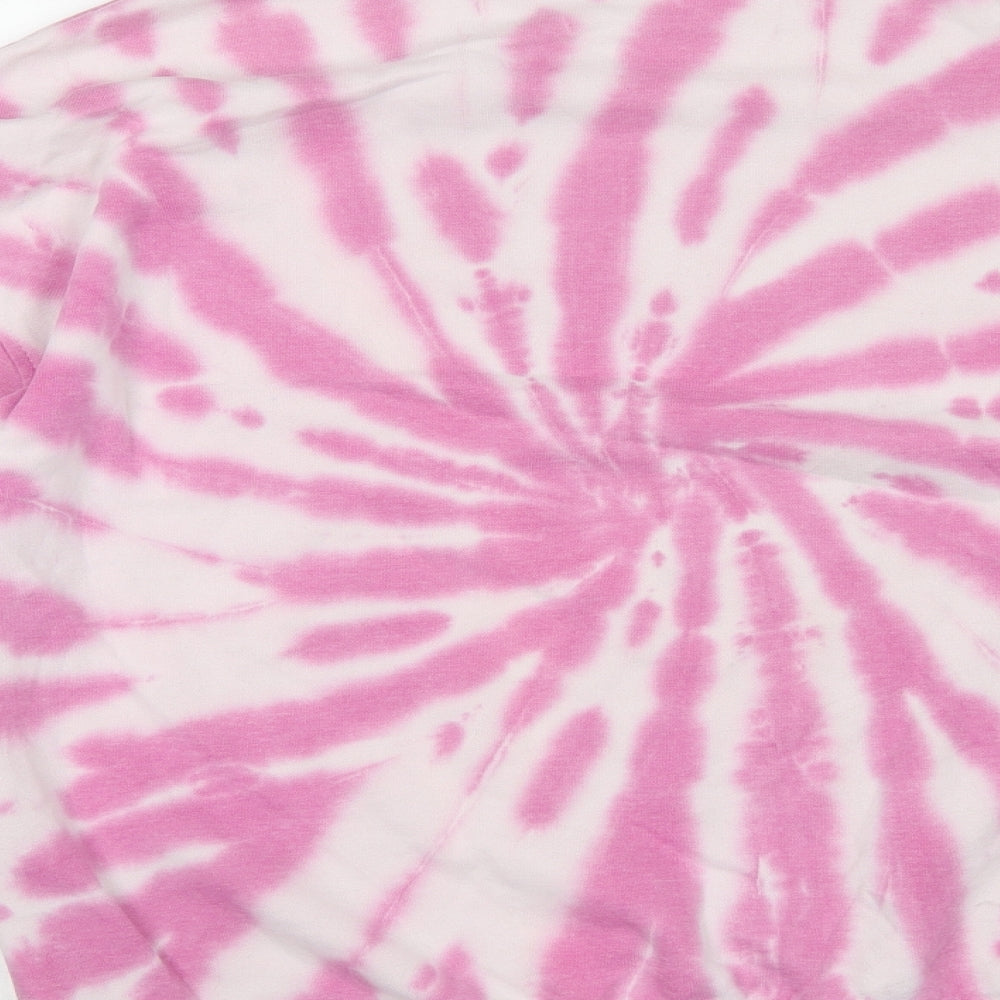 H&M Womens Pink Geometric Cotton Pullover Sweatshirt Size XS Pullover - Tie Dye Pattern