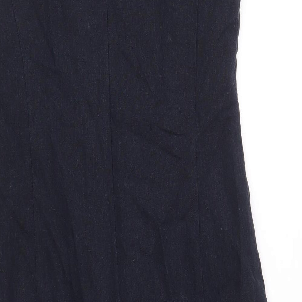 Debenhams Womens Blue Viscose Shift Size 8 Boat Neck Zip