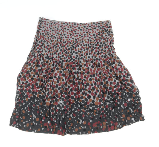 Per Una Womens Grey Polka Dot Cotton Swing Skirt Size 10 Zip