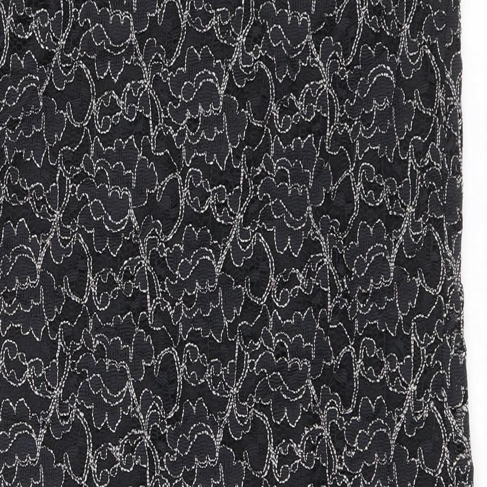 Wallis Womens Black Geometric Polyester A-Line Size 10 Round Neck Pullover