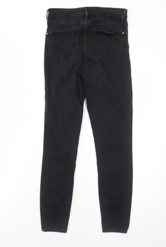 River Island Womens Black Cotton Straight Jeans Size 8 Regular Zip