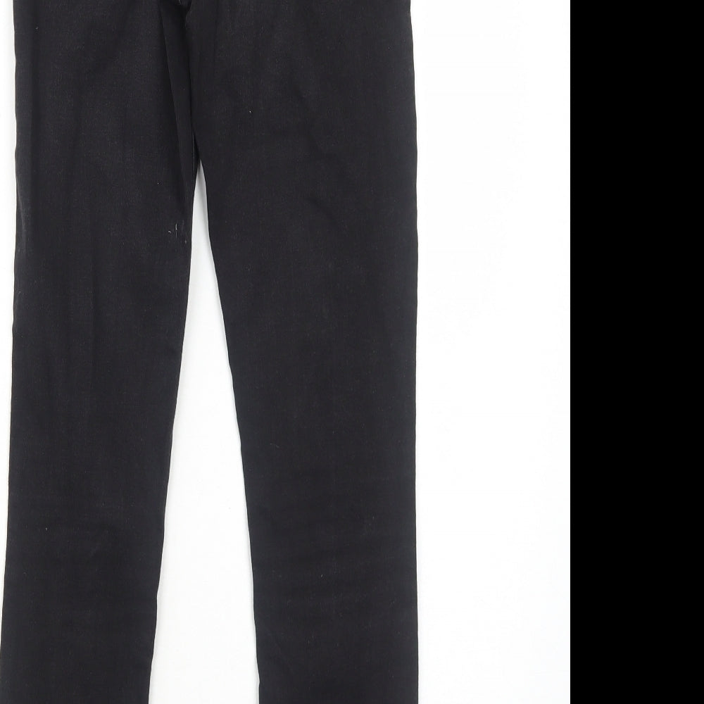 River Island Womens Black Cotton Straight Jeans Size 8 Regular Zip