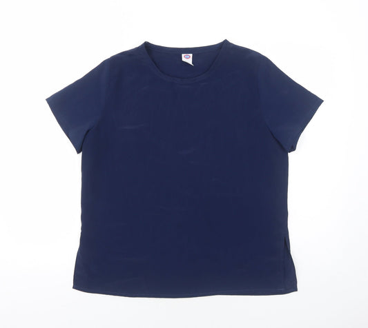 Womens UK Size 10 C&A Blue Basic T-Shirt