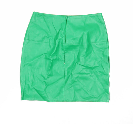 Missguided Womens Green Polyester Mini Skirt Size 4 Zip
