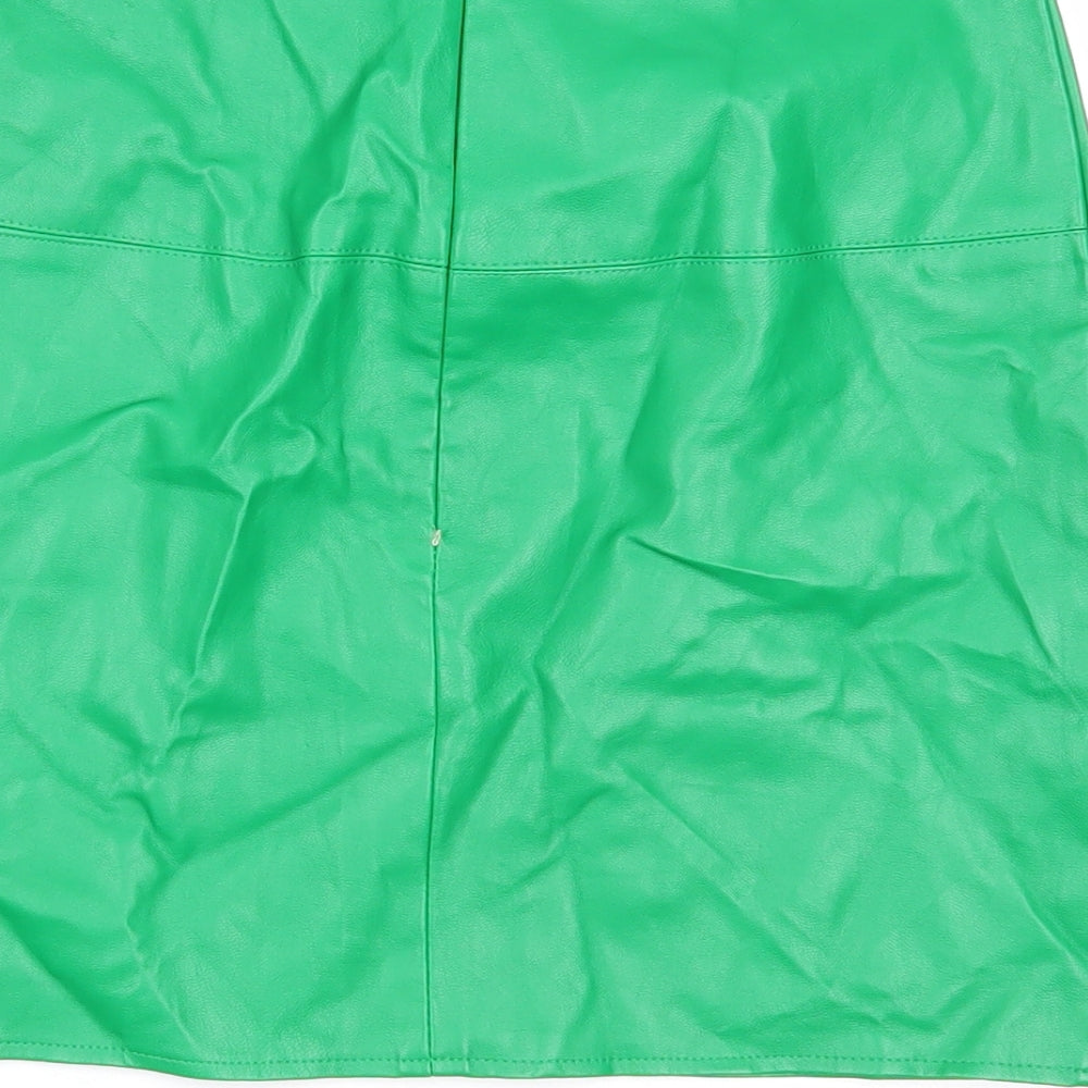 Missguided Womens Green Polyester Mini Skirt Size 4 Zip